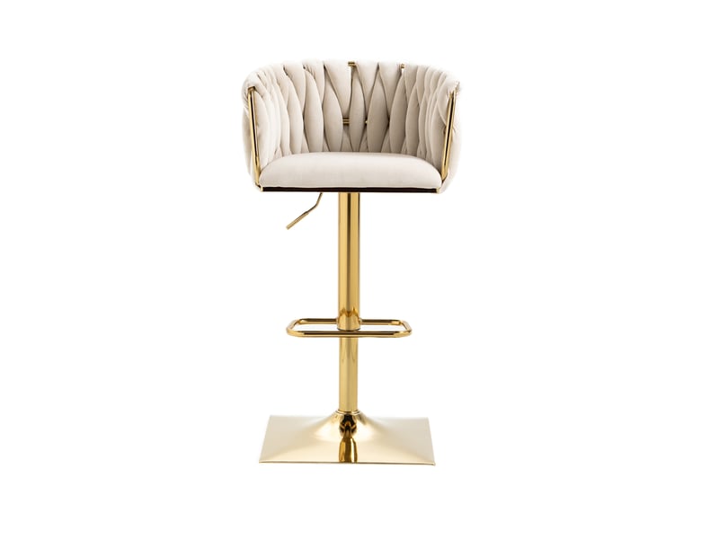 Lot de 2 tabourets de bar vintage avec dossier et repose-pieds, hauteur comptoir  - Conforama D