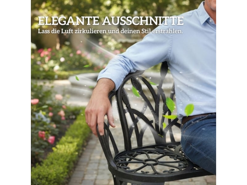 Banc de jardin 2 places en aluminium moulé, résistant aux intempéries, motif tulipes, 99x57x78 cm - Conforama D