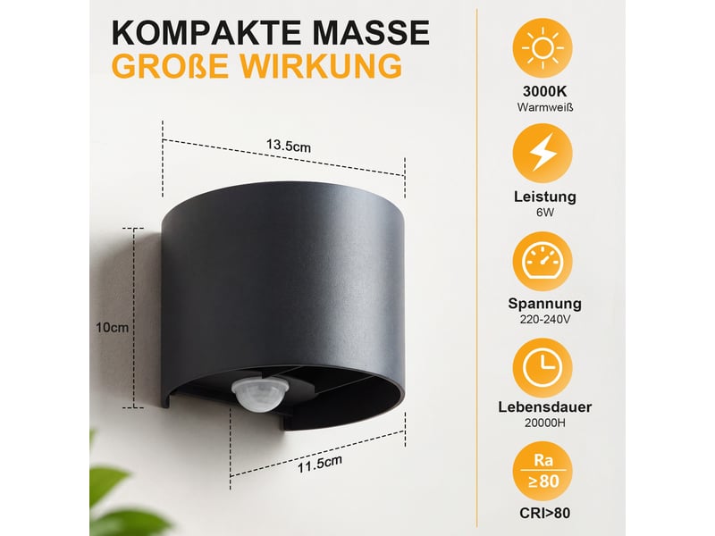  Zmh applique murale led noire 3000 k appliques murales d'extérieur ip54 éclairage up down pour l'entrée ZMH - Conforama E