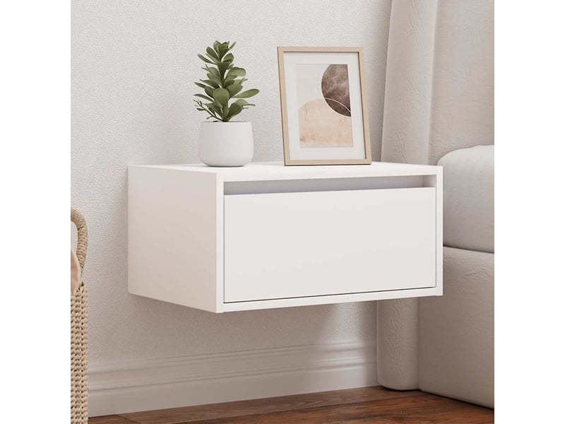 Table de chevet, table d'appoint murale avec lumières led blanc - Conforama D