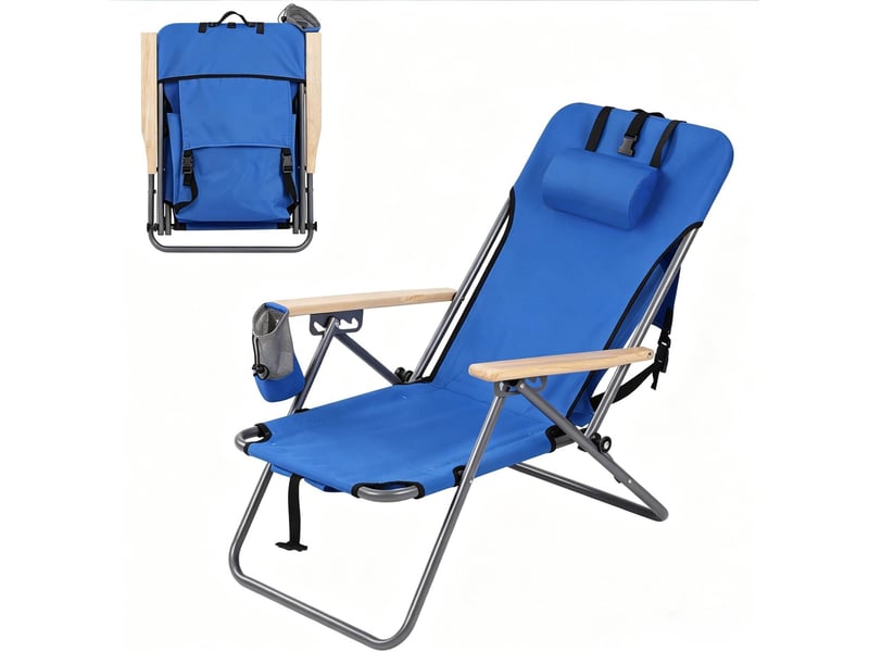 Chaise pliante de jardin 69x56x8 cm dossier réglable 4 positions métal bleu - Conforama A