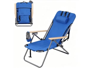 Chaise pliante de jardin 69x56x8 cm dossier réglable 4 positions métal bleu