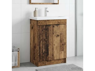 Armoire sous évier de salle de bain, meuble de rangement bois ancien shl7955
