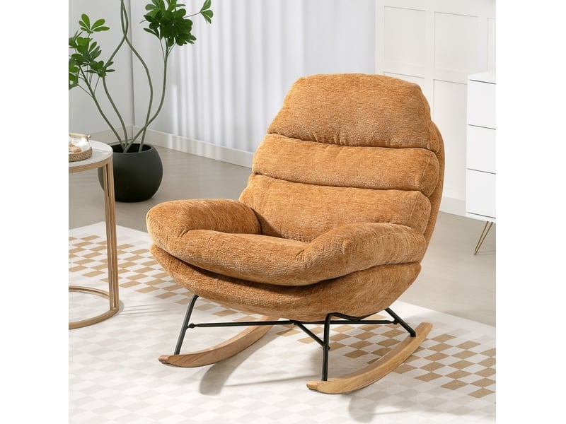  Fauteuil à bascule modenvie rembourré jaune 80 x 103 x 91 cm polyester  - Conforama B