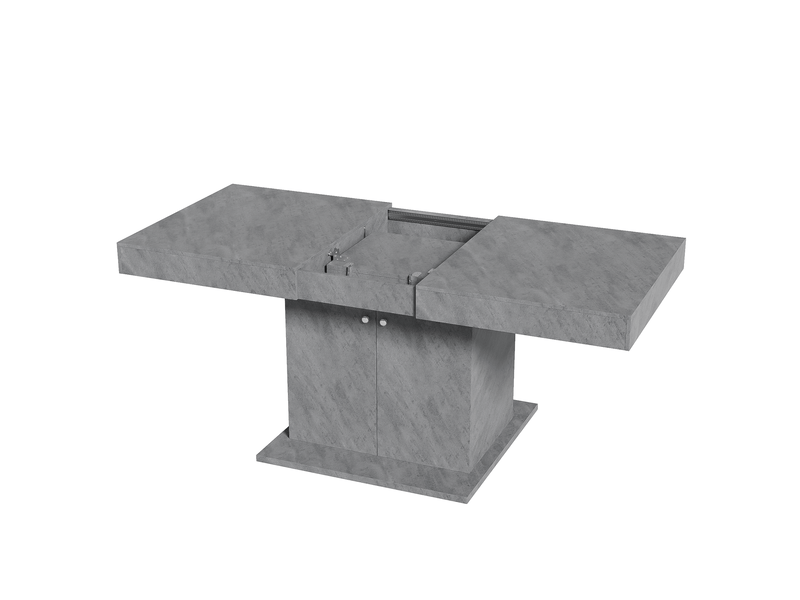  Table à manger extensible,table à manger rectangle avec grande armoire de rangement et 2 poignées de transport,140180x80x76,gris table gris - Conforama D