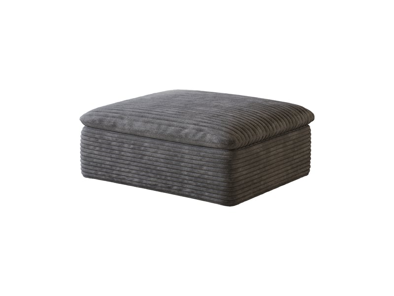  Pouf modulable en velours côtelé gris foncé, tout mousse, 90 x 70 x 42 cm  - Conforama W