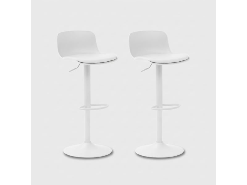  Lot de 2 tabourets de bar hauts pivotants et réglables samoa - blanc  - Conforama A