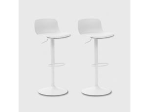 Lot de 2 tabourets de bar hauts pivotants et réglables samoa - blanc