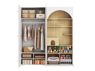 Armoire tcqpz 180 x 50 x 200 cm avec penderie et espace pour chats blanc effet bois