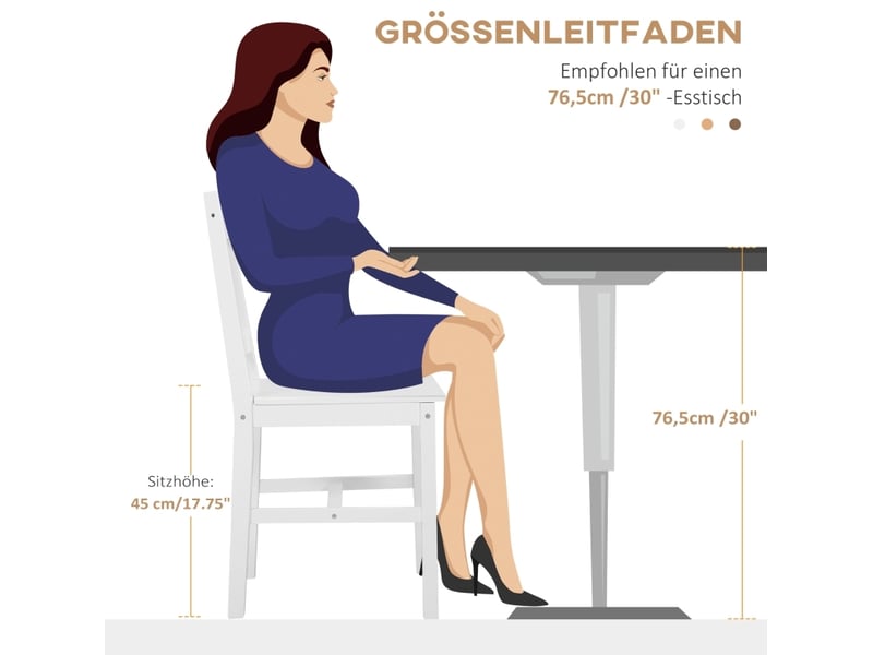  Lot de 2 chaises de salle à manger 41 x 46,5 x 85,5 cm – blanc – dossier ouvert et patins antidérapants  - Conforama D