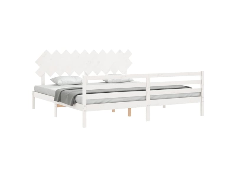  Lit double- lit adulte -  cadre de lit sans matelas blanc 200x200 cm bois massif  - Conforama C