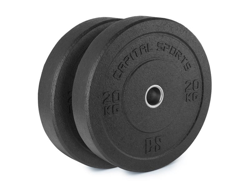 CAPITAL SPORTS Renit Hi Temp Disques Bumper 50,4 Mm – 2 X 15 Kg, Caoutchouc Recyclé, Noyau Aluminium, Idéal Crossfit & Drops