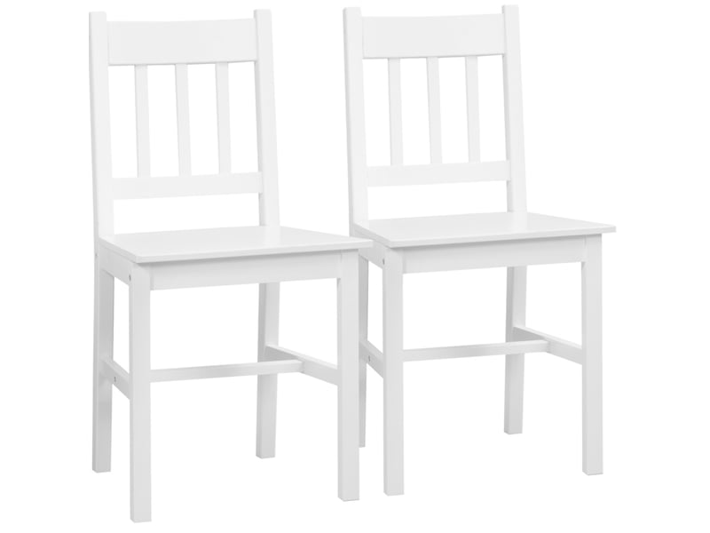  Lot de 2 chaises de salle à manger en bois 41 x 46,5 x 85,5 cm, blanches, dossier ouvert, structure stable  - Conforama A