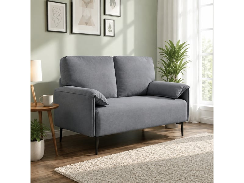  Canapé 2 places modenvie en velours gris 127 x 72 x 84 cm pieds métalliques  - Conforama E