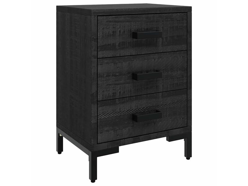  Lot de 2 tables de chevet - cabinet de chevet - table de nuit noir 40x30x55 cm bois de pin massif  - Conforama B