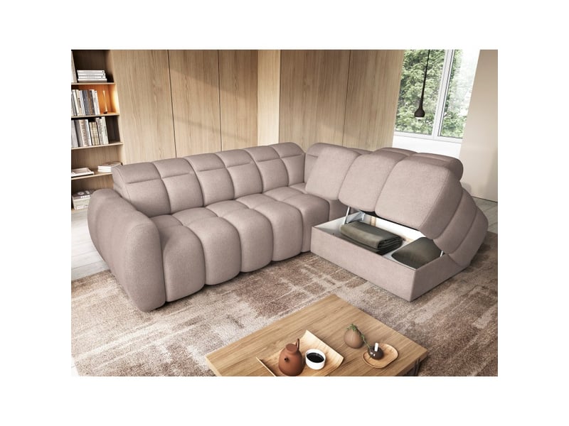 Canapé d'angle électrique ronda 4 places marron clair – angle droit  - Conforama C