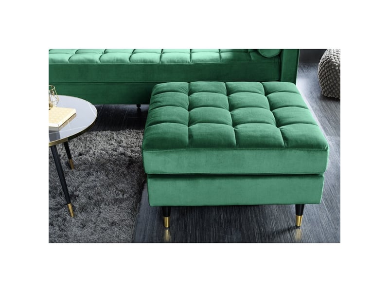  Pouf koliri vert émeraude – design carré en velours capitonné  - Conforama D