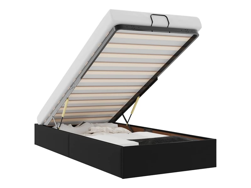 Lit simple- lit adulte - cadre de lit ottoman sans matelas noir 100x200 cm similicuir - Conforama A