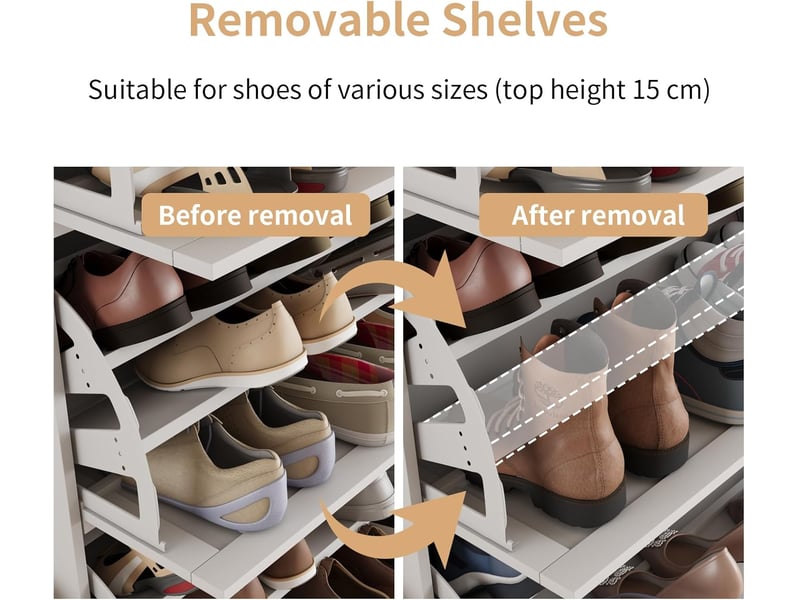  Meuble à chaussures à 2 portes, meuble à chaussures étroit de 30 cm de profondeur, meuble à chaussures pour couloirentrée (blanc)  - Conforama D