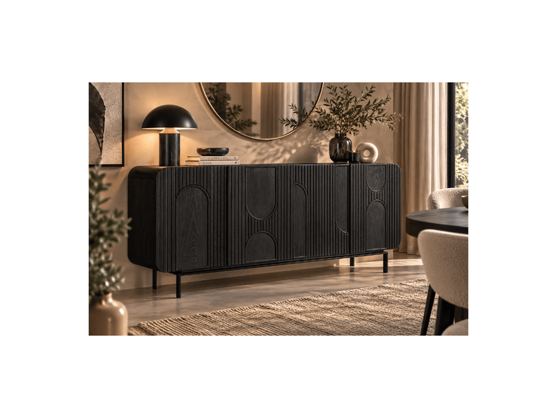  Buffet manguier noir 4 portes 180 cm mira  - Conforama B