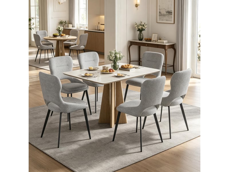 Chaises d'accueil élégance lot de 6, rembourrées, salle à manger, salon et chaise d'appoint - Conforama A