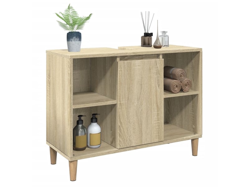  Meuble salle de bain rangement, commode chêne sonoma 80x33x60cm bois d'ingénierie shl5863  - Conforama D