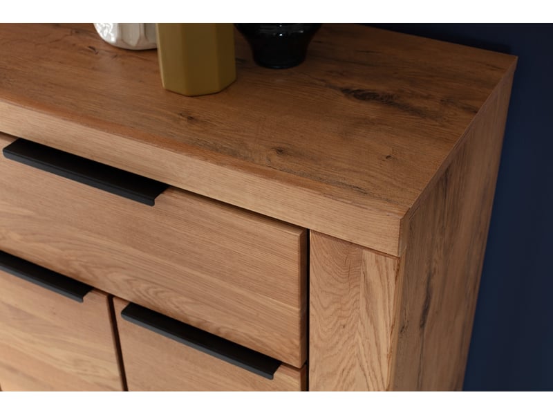  Commode de rangement meuble à chaussures 2 portes + 1 tiroir coloris chêne massif huilé- longueur 80 × hauteur 106 × profondeur 40 cm  - Conforama C