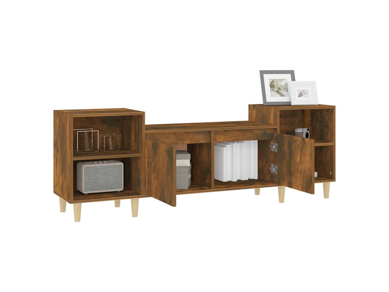  Meuble tv - banc tv - meuble de rangement chêne fumé 160x35x55 cm bois d'ingénierie  - Conforama E