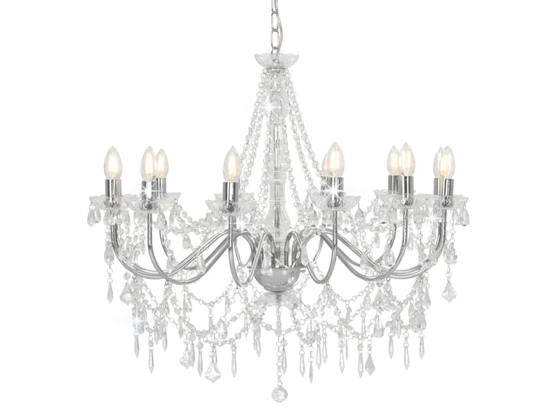  Lustre suspendu design antique 80 x 75 cm avec 12 ampoules personnalisables en métal argenté 02_0046416  - Conforama A