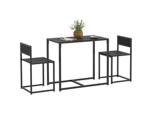 Ensemble table et chaises , table à manger 3 pièces avec 2 chaises encastrables, pour cuisine salon maison, noir