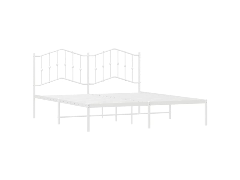  Lit double- lit adulte -  cadre de lit métal sans matelas et tête de lit blanc 160x200 cm  - Conforama C