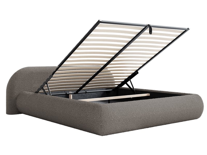  Selsey shels - lit rembourré - 200x200 cm - bouclé marron Shels Low - Conforama D