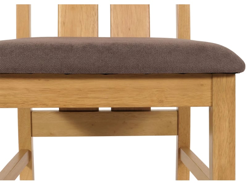  Lot de 6 chaises de salle à manger dossier haut assise rembourrée et protections de sol tissu taupe et bois massif d’hévéa 04_0010143  - Conforama D
