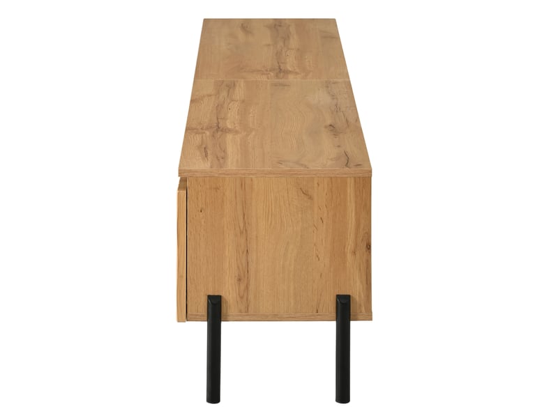  Meuble tv bas 180 cm, finition bois naturel, avec façades en relief  - Conforama E