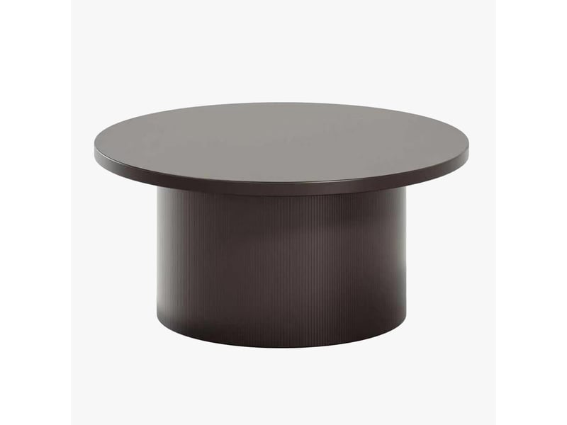  Table basse ronde plateau en marbre d'ingénierie marron  - Conforama A