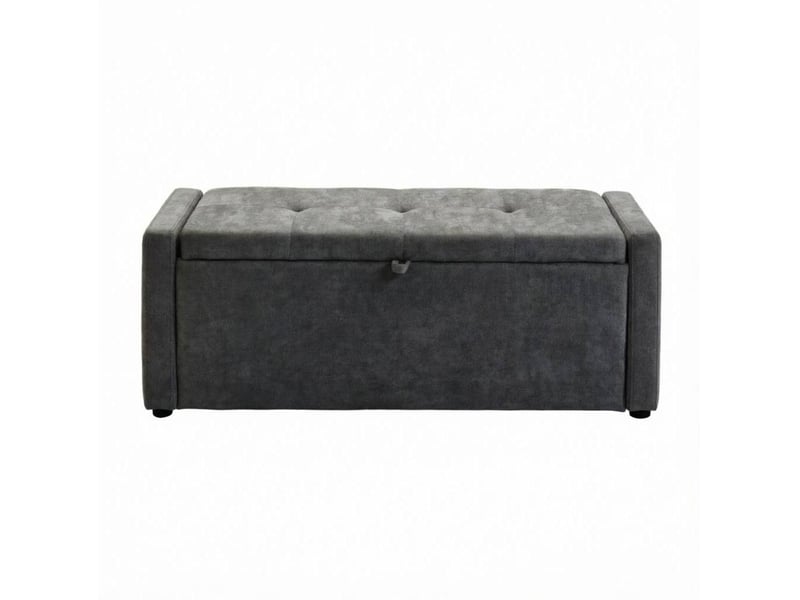  Banc de rangement 122 x 48 x 44 cm gris foncé en polyester, coffre caché et assise pour deux personnes  - Conforama A
