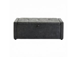 Banc de rangement 122 x 48 x 44 cm gris foncé en polyester, coffre caché et assise pour deux personnes