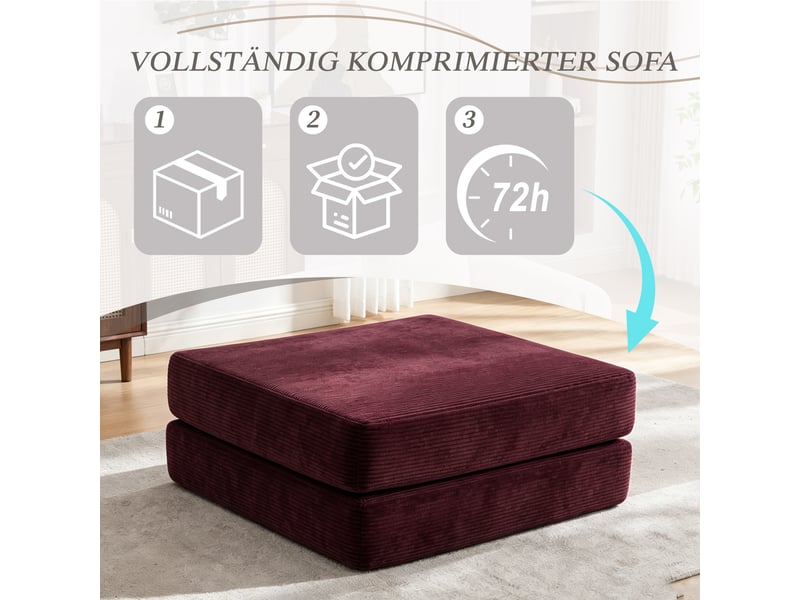  Tabouret de compression en velours côtelé doux et doux pour la peau. Avec 2 blocs de mousse haute densité pour un grand confort. Dépliable en un HFSN-1281WR - Conforama E