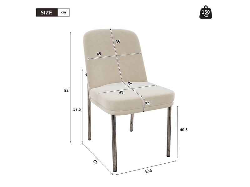  Lot de 4 chaises en velours coloris beige+argenté chaise bicolore - Conforama C
