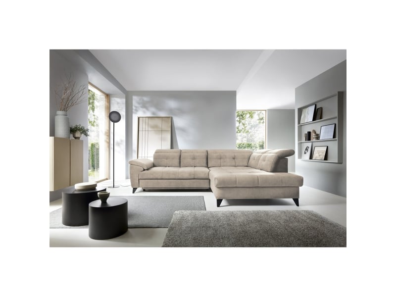  Canapé d'angle beige 5 places angle droit lit d'appoint inferno  - Conforama E