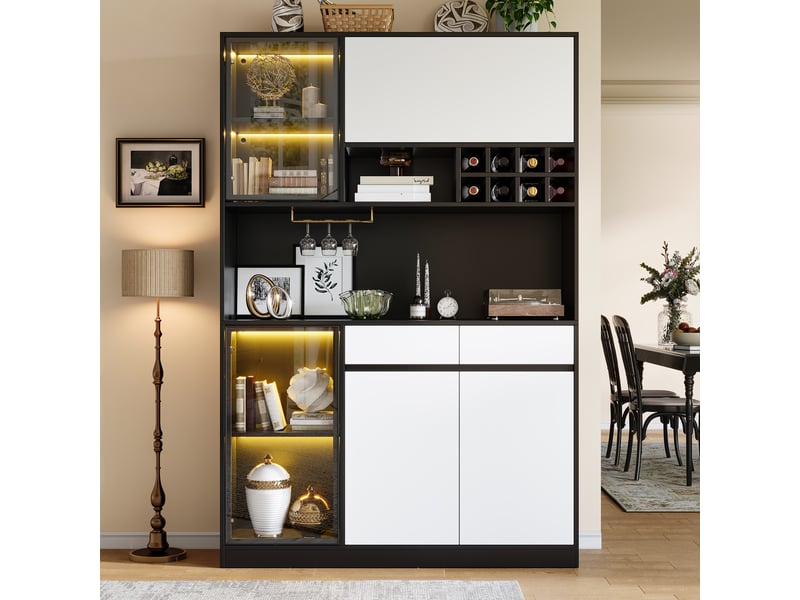  Lit enfant gigogne 90x200 cm avec lit tiroir 90x190 cm, toboggan, échelle latérale, tiroirs, cadre bois massif et toit en tissu, blanc et bois naturel  - Conforama D