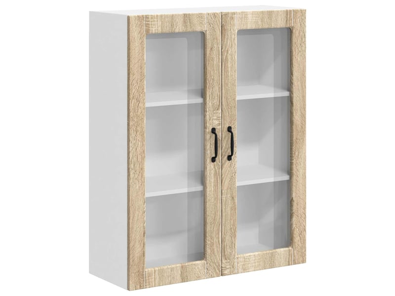  Meuble mural de cuisine, cabinet en verre mural chêne sonoma 80x31x100cm shl1148  - Conforama A