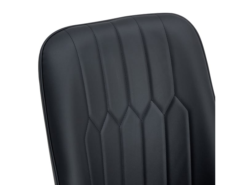 Chaise de salle à manger style moderne dossier rembourré revêtement en similicuir pu coloris noir usage polyvalent pieds en métal noir chaise de cuisine - Conforama C