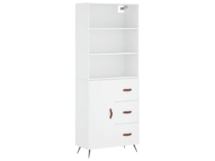 Buffet haut - bahut - meuble de rangement blanc 69,5x34x180 cm bois d'ingénierie