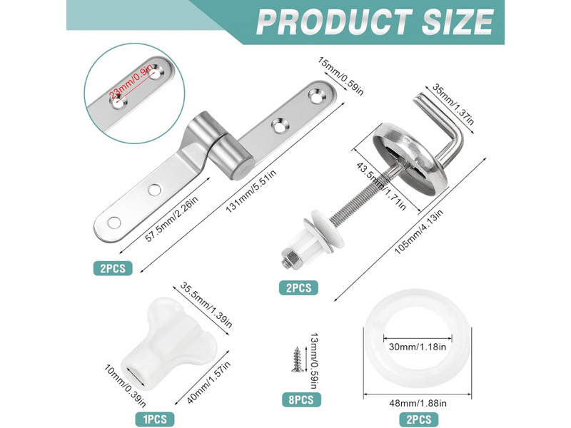 Kit de fixation pour abattant wc (2 pièces), fixations pour charnières, charnières pour abattant wc, fixations pour abattant wc standard - Conforama B