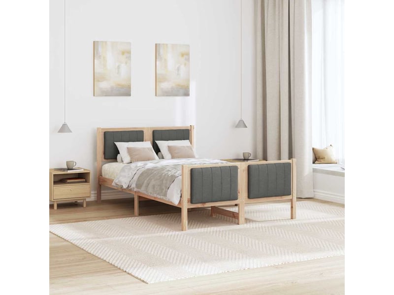  Lit double- lit adulte -  cadre de lit avec tête de lit marron et gris foncé 120 x 190 cm  - Conforama C