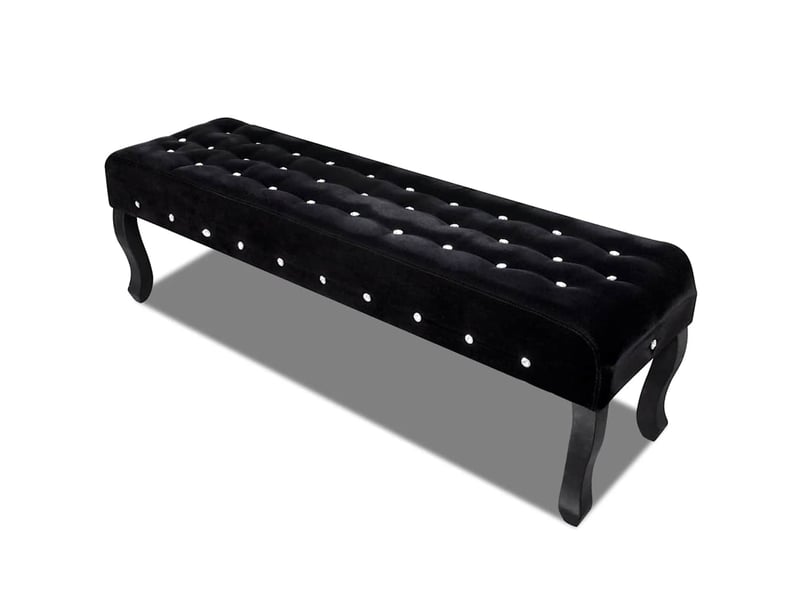  Banc d'entrée, banc interieur noir tissu velours avec boutons en cristal  - Conforama B
