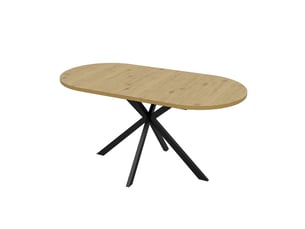 Table extensible ovale 120–160 × 80 cm, bois naturel et pieds métal