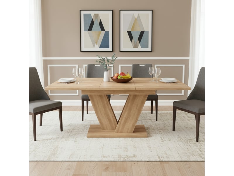  Table extensible effet chêne avec pied en v 140-180 x 80 cm Fay Lum - Conforama D