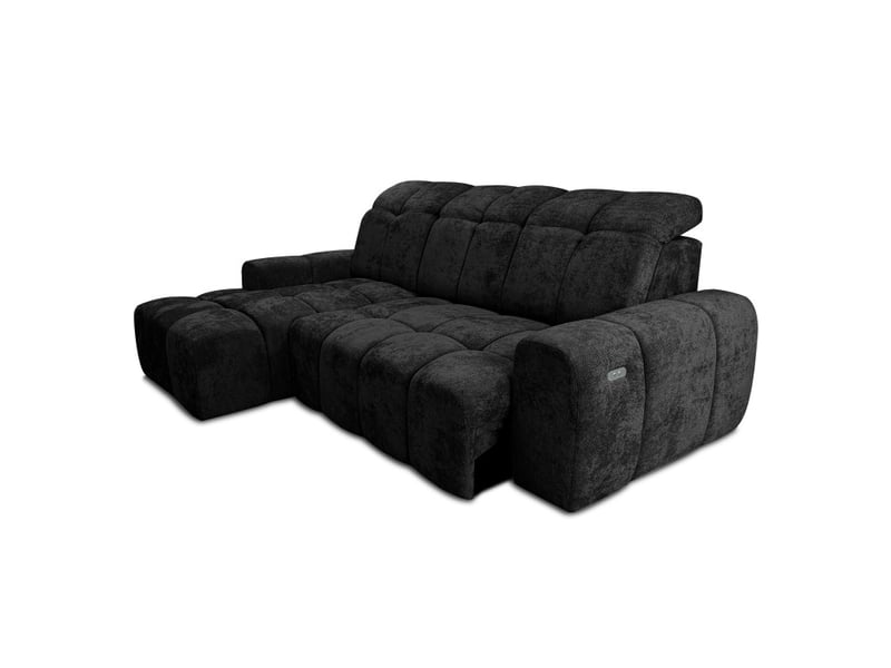  Canapé d'angle gauche relax krabi avec coffre tissu kiara noir KRABI-M-KIA869-L - Conforama C
